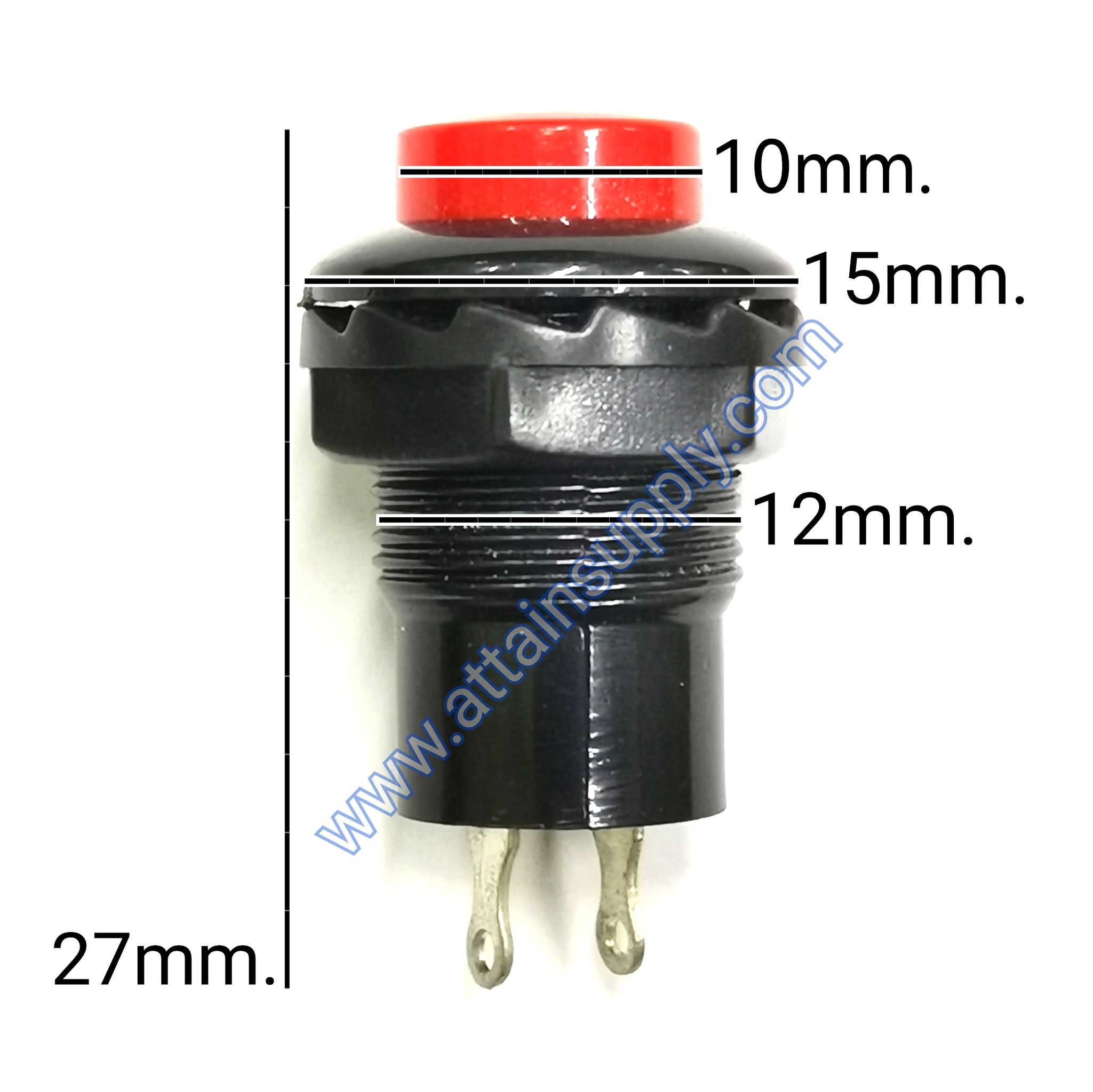 สวิทช์ กดติด-ปล่อยดับ/กลมเงาแหวนพลาสติก-สีแดง