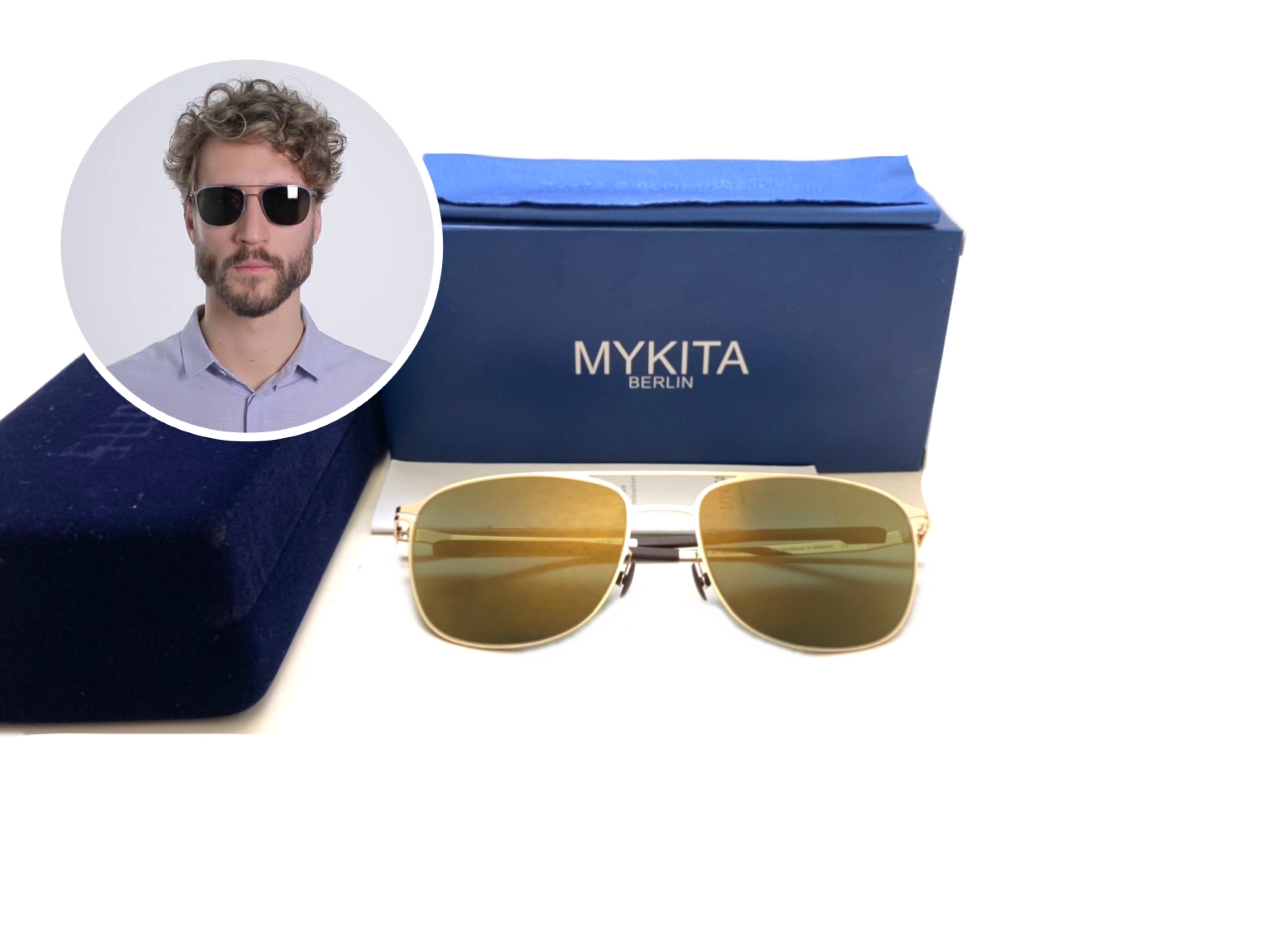 แว่นกันแดด MYKITA PELLE COL.001 Gold 57-19 140 <ปรอททอง>