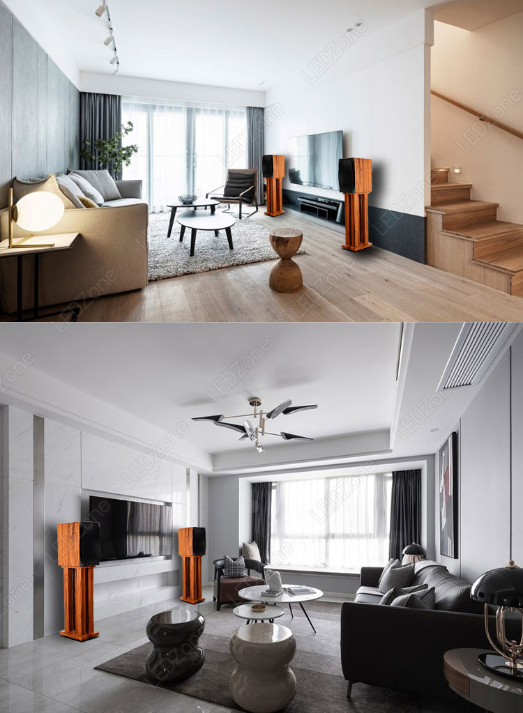 LZ-5 ขาตั้งลำโพงเกรดพรีเมี่ยม ความสูง 60 cm ไม้ MDF รุ่นเสาตัน ลายไม้ Rosewood แข็งแรงมาก แน่น หนัก แถมอุปกรณ์ยึดสายลำโพงหลังเสา + spike ครบชุด