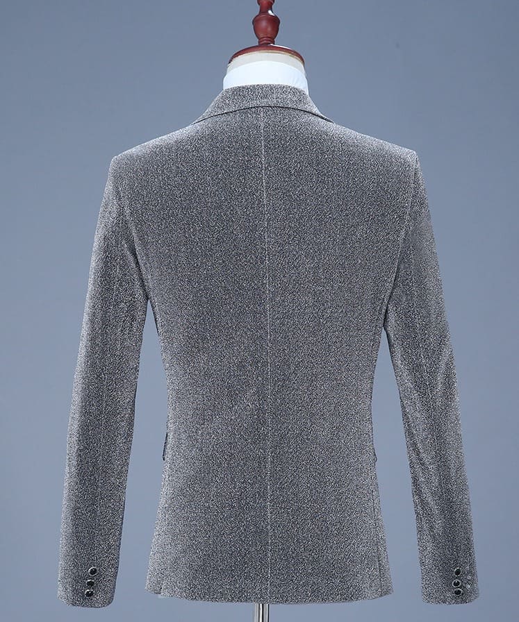 เสื้อสูท สีเทาปกดำ ผ้ากลิตเตอร์ พร้อมส่ง L