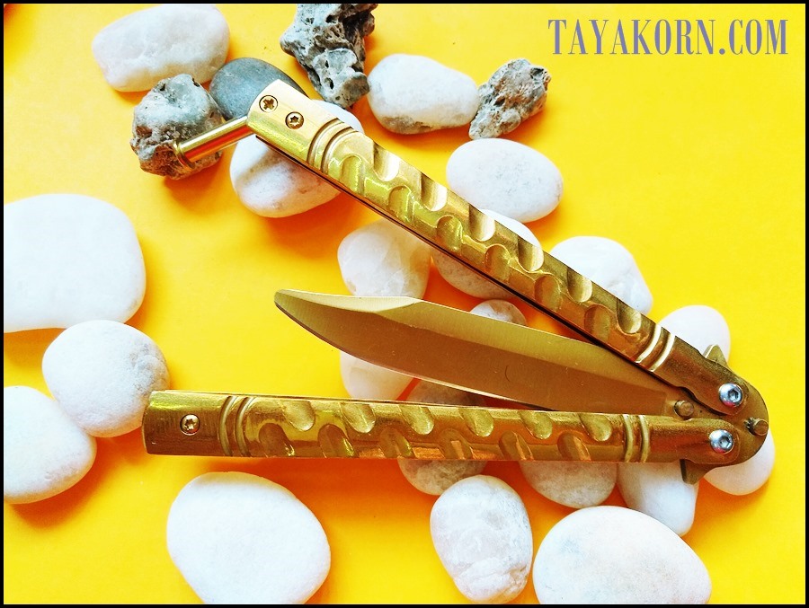 มีดซ้อมควง บาลีซองโกลเด้นธันเดอร์ GoldenThunder Balisong Trainer Knife TKBS-GT5TR