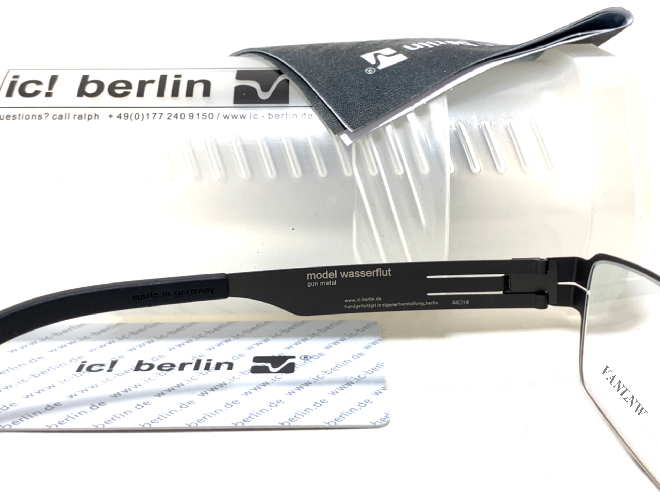 แว่นสายตา ic berlin model wasserflut gun metal 53-18 <กันเมทัล>