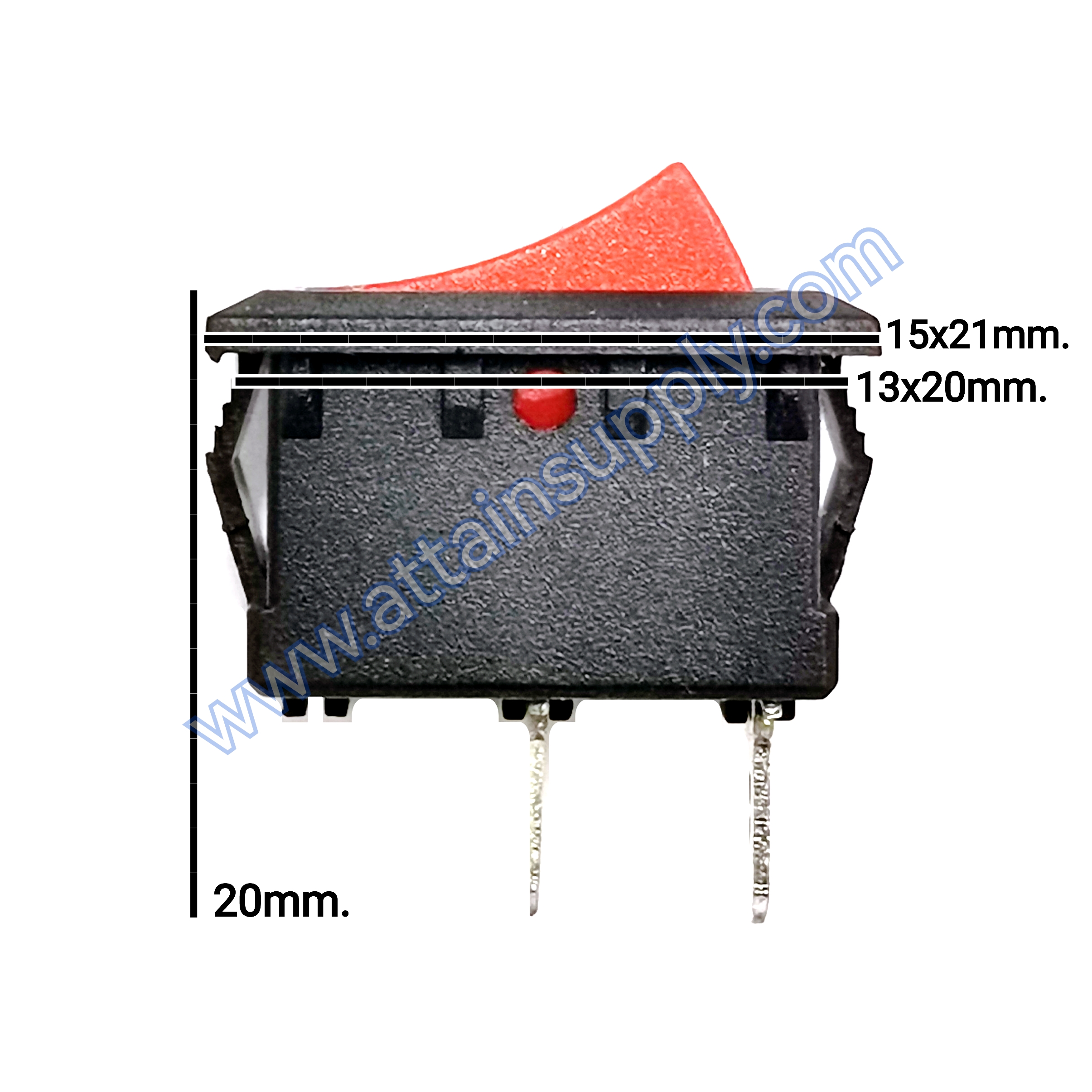 สวิทช์ IOเหลี่ยมเล็ก 2ขา/ไม่มีไฟ-สีแดง