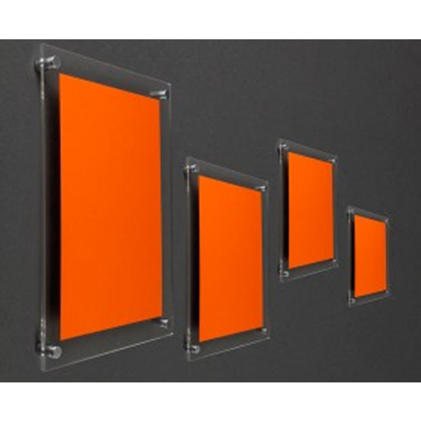 A2 กรอบรูปอะครีลิค ติดผนัง สีพิเศษ - A2 Acrylic Wall Mounted Photo Colour Frame แดง ชุด