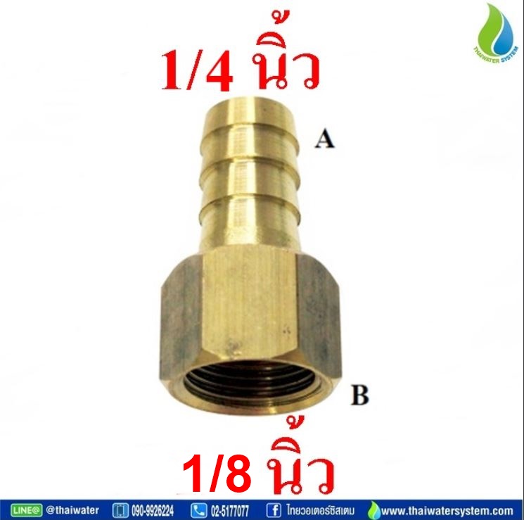 PCF6-01 ข้อต่อทองเหลืองเกลียวใน-เสียบสายหางปลาไหล 1/8 นิ้ว x 1/4 นิ้ว