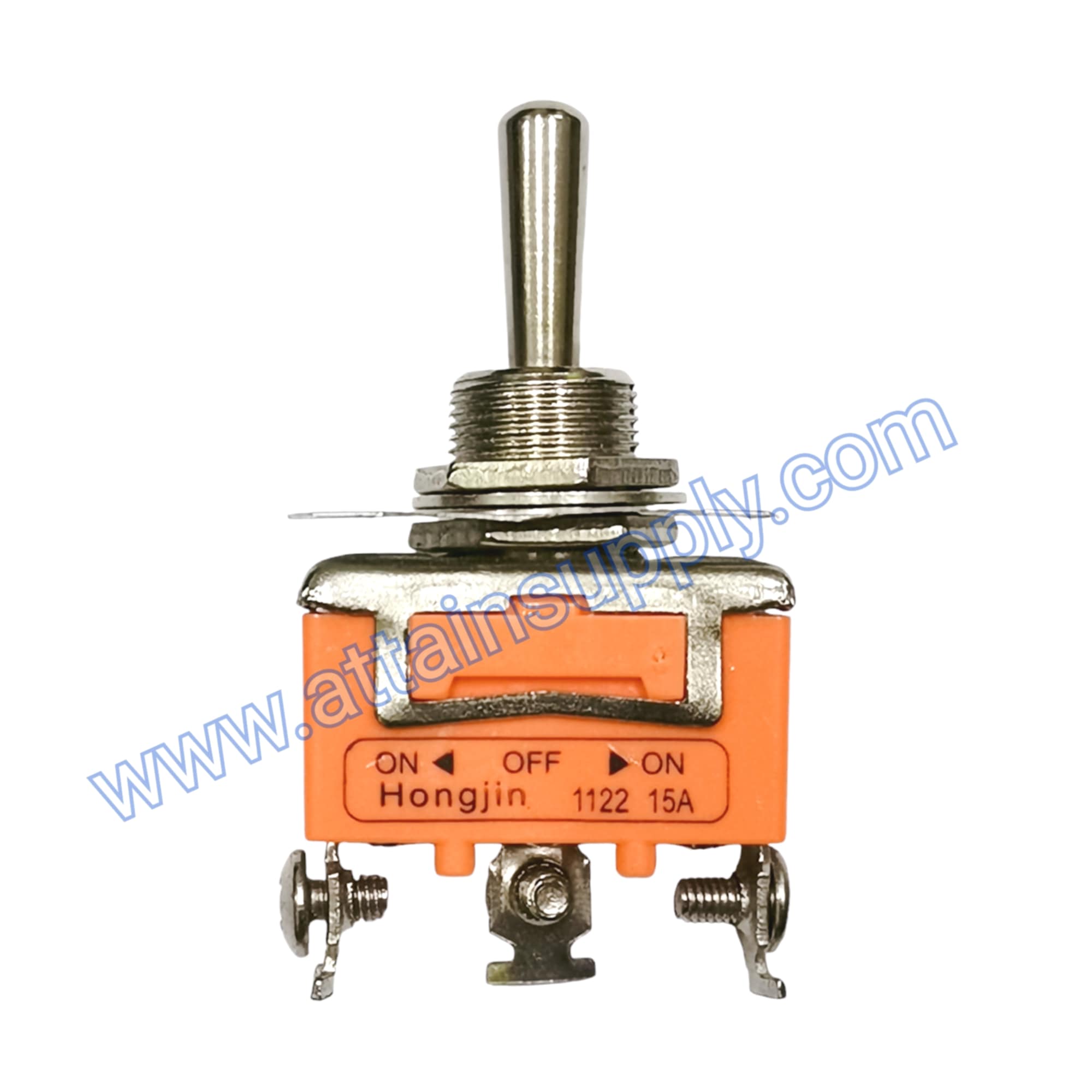 สวิทช์โยก ON-OFF-ON 3ขา-แบบขันน็อต/สีส้ม