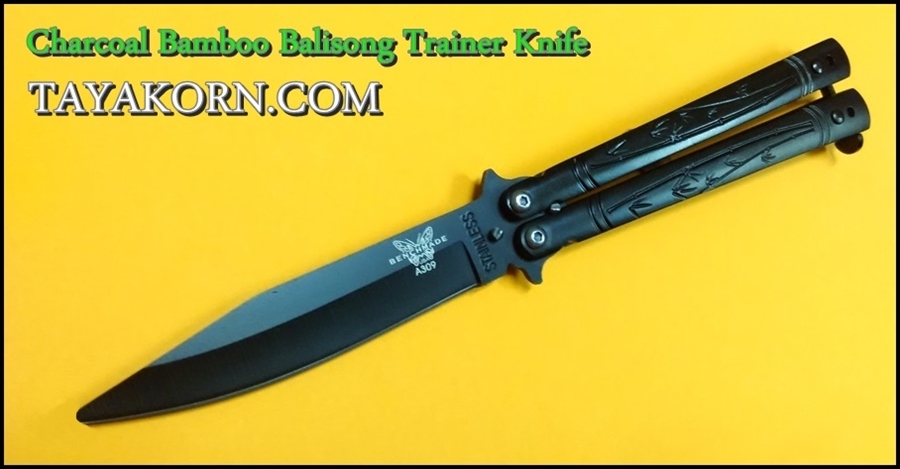 มีดซ้อมควง บาลีซองชาร์โคลแบมบู Charcoal Bamboo Balisong Trainer Knife
