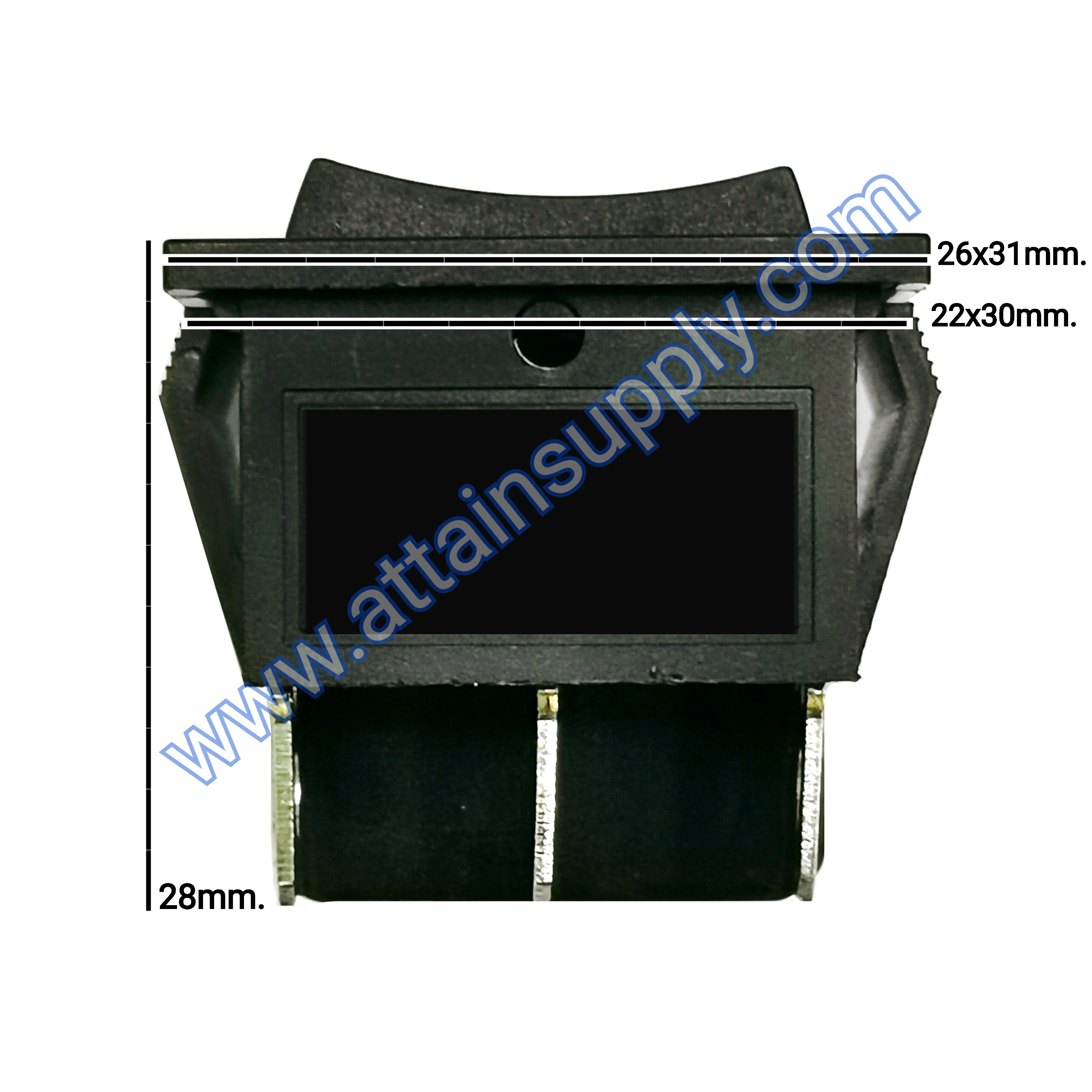 สวิทช์ ON-OFF-ON เหลี่ยมใหญ่ 6ขา/ไม่มีไฟ-สีดำ