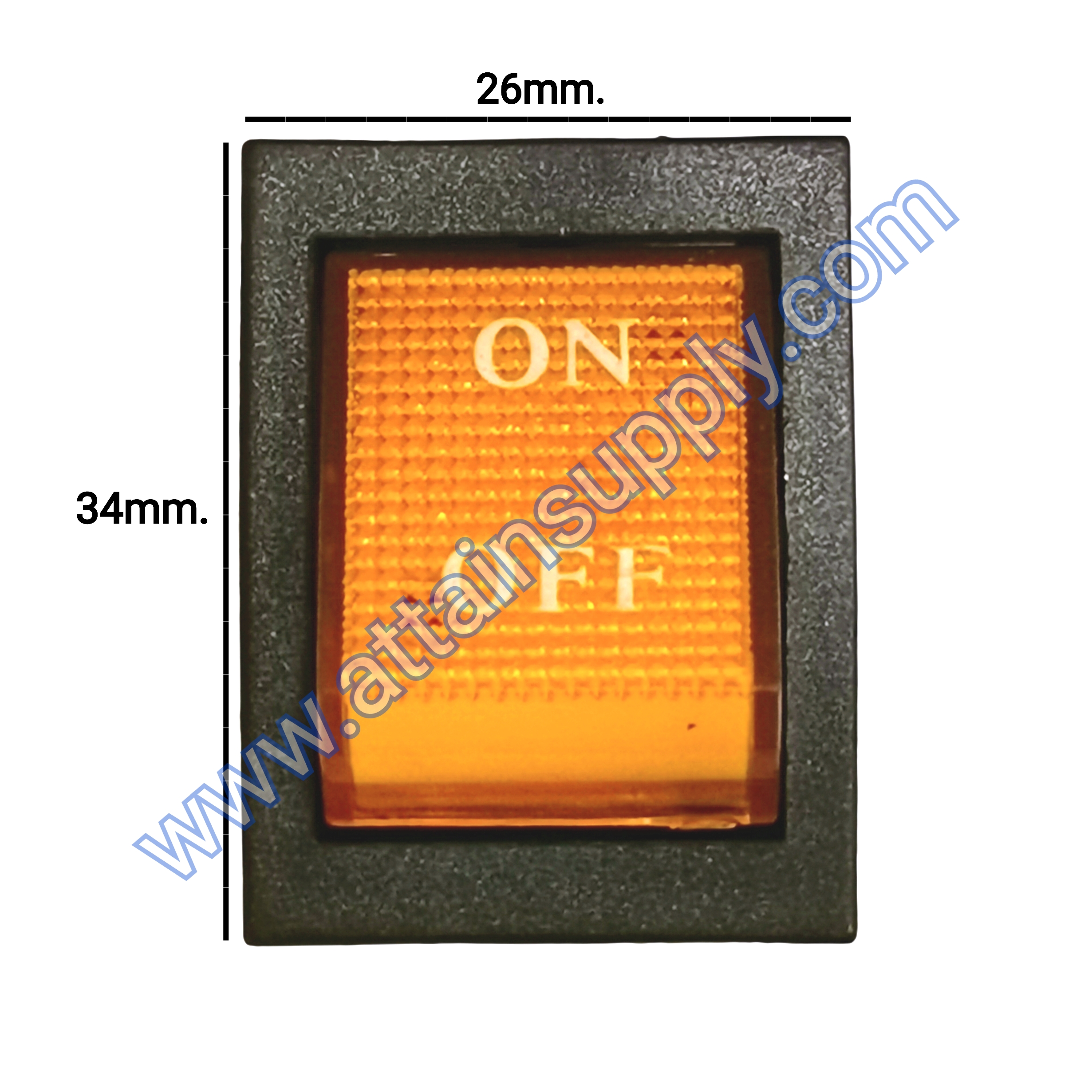 สวิทช์ ON-OFF เหลี่ยมใหญ่ 12V./4ขา มีไฟ-สีเหลือง (แบบหนา)