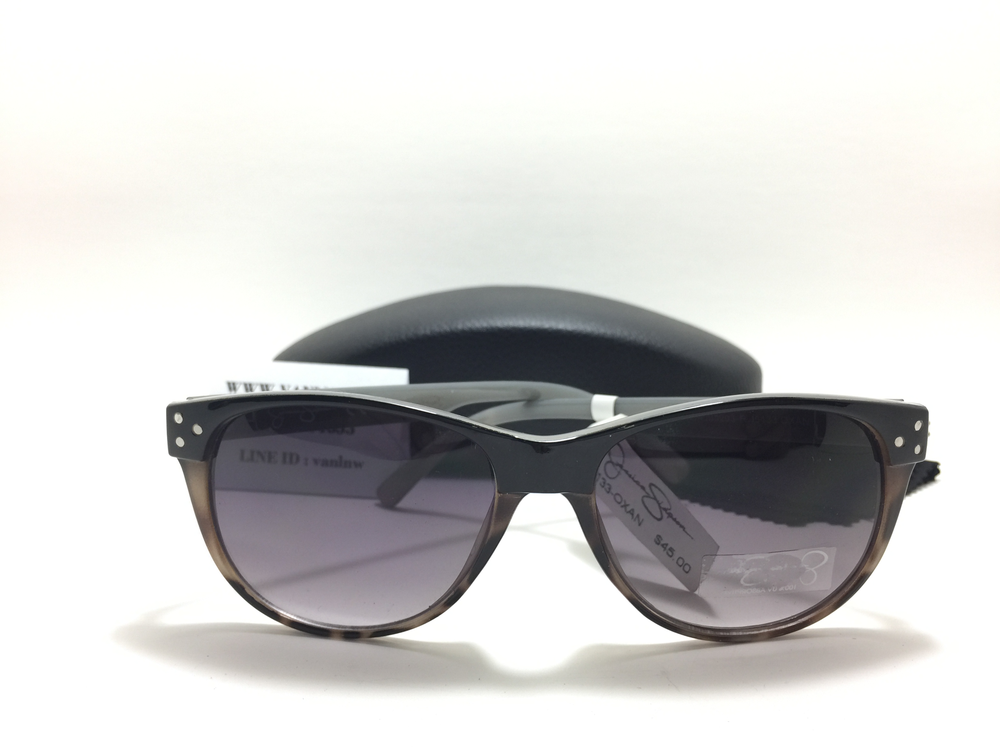 แว่นกันแดด Jessica Simpson J5133 OXAN Black Animal Sunglasses NWT