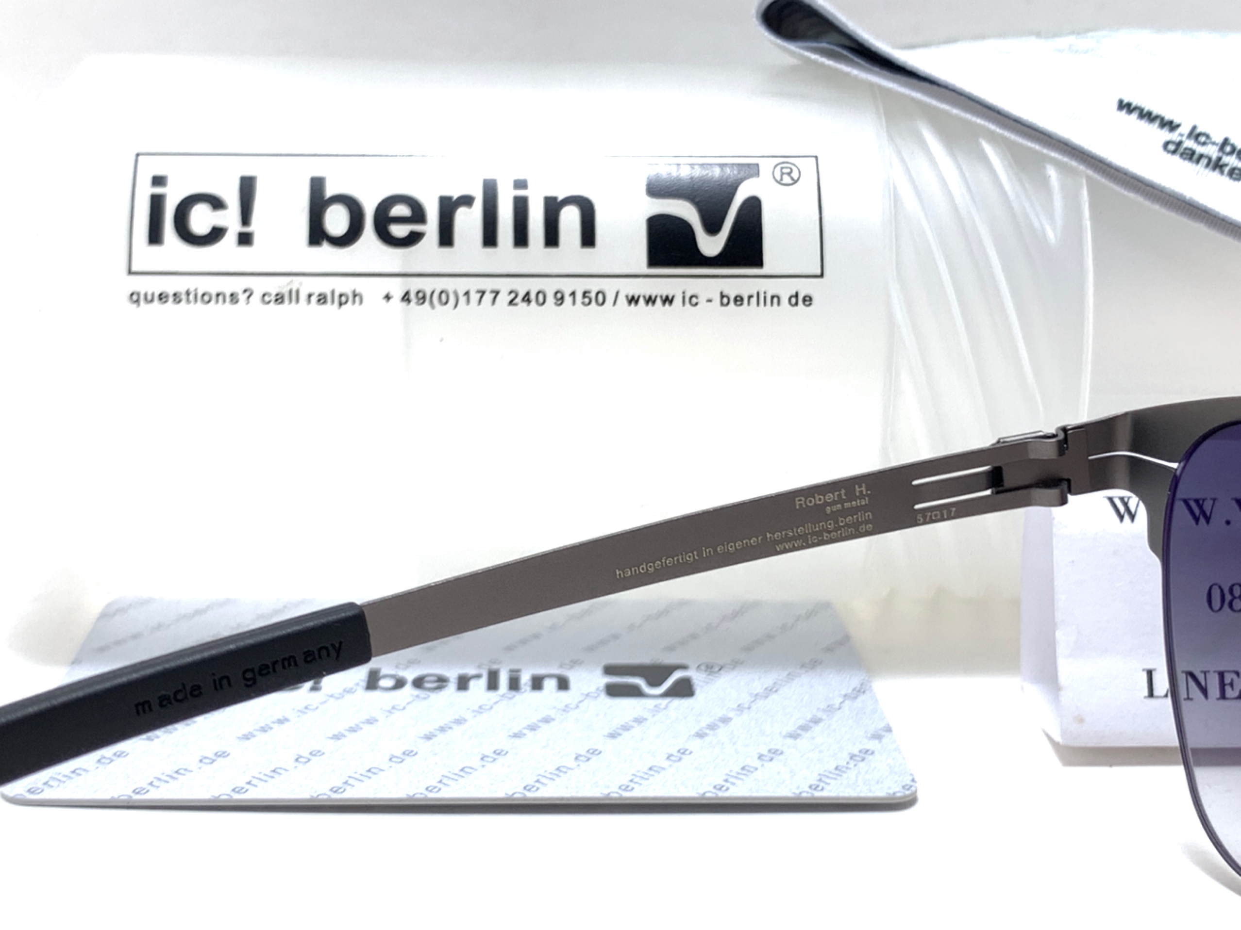 แว่นกันแดด ic berlin model Robert H. gun metal 57-17 <กันเมทัล>