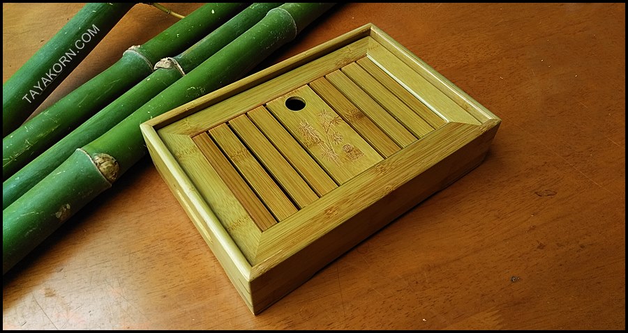 ถาดรองน้ำชาไม้ไผ่ แบบA1 Bamboo Tea Tray Tyle A1( สีเขียว )