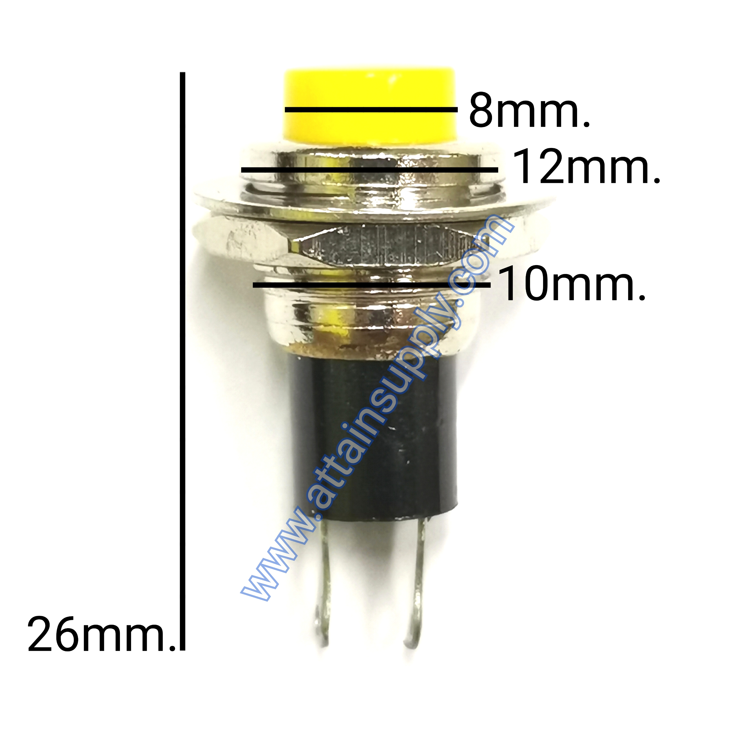 สวิทช์ กดติด-ปล่อยดับ/กลมแหวนกลม-สีเหลือง