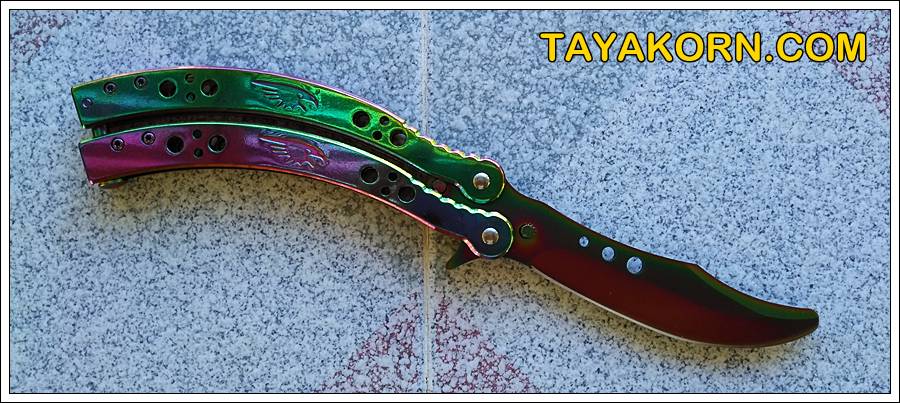 มีดซ้อมควง อีเอสโก บาลิซอง ES GO Rainbow Balisong Trainer Knife TKBS-ES1TR