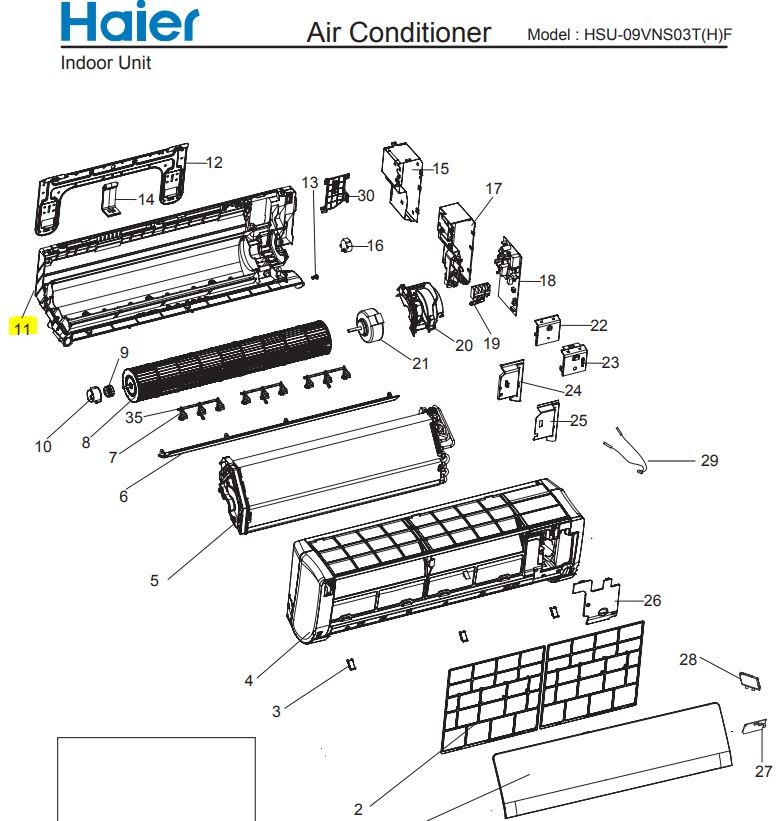 เฟรมบอดี้ แอร์ HAIER รหัส A0010876424C ของแท้ ใหม่ มือ 1