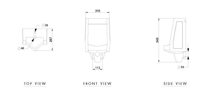 NASCO โถปัสสาวะชาย NU-952: รุ่นแกนเดีย พร้อมวอแฟรงค์ สีขาว