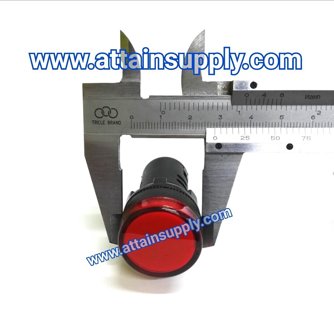 หลอดหน้าปัดหัวตัด22MM.-380V/สีแดง