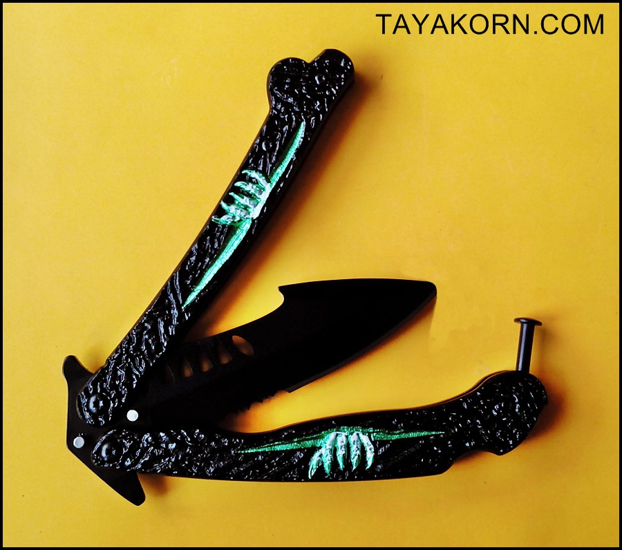 มีดซ้อมควง เดอะโครว์อีกาดำ The Crow Balisong Trainer Knife