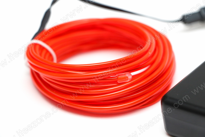 EL Wire 5 เมตร + รางถ่าน AA 2 ก้อน / สีแดง