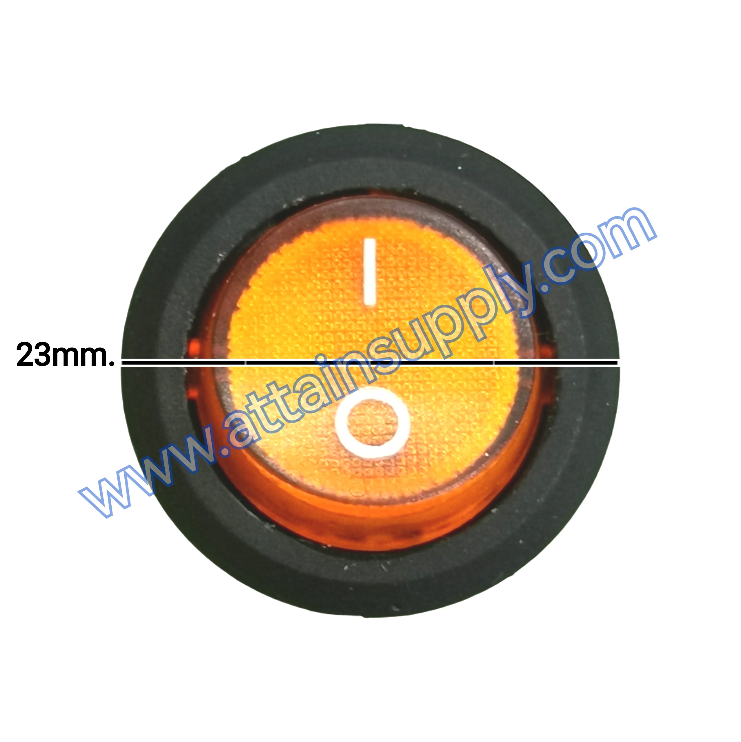 สวิทช์ IO กลม-ไฟเต็ม 12V./3ขา มีไฟ-สีเหลือง