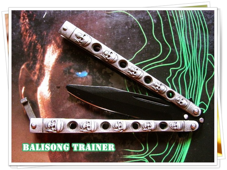 มีดBalisong TKSK 0999 Devil Black Skull มีดควงกระโหลกมฤตยูดำ