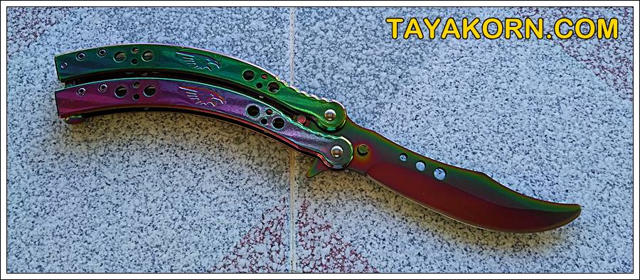 มีดซ้อมควง อีเอสโก บาลิซอง ES GO Rainbow Balisong Trainer Knife TKBS-ES1TR