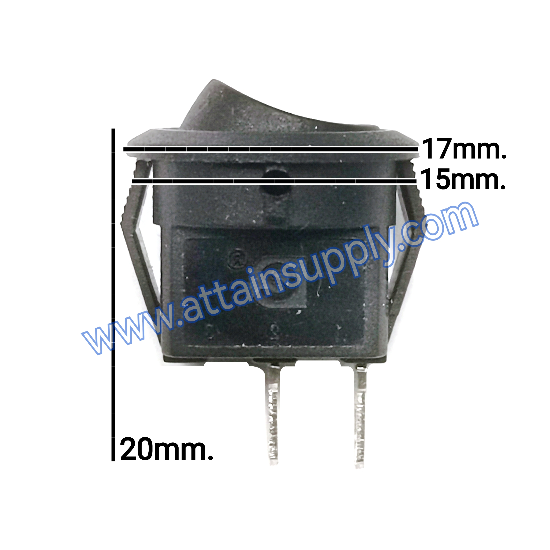 สวิทช์ IOกลมจิ๋ว 2ขา/ฐานเหลี่ยม ไม่มีไฟ-สีดำ