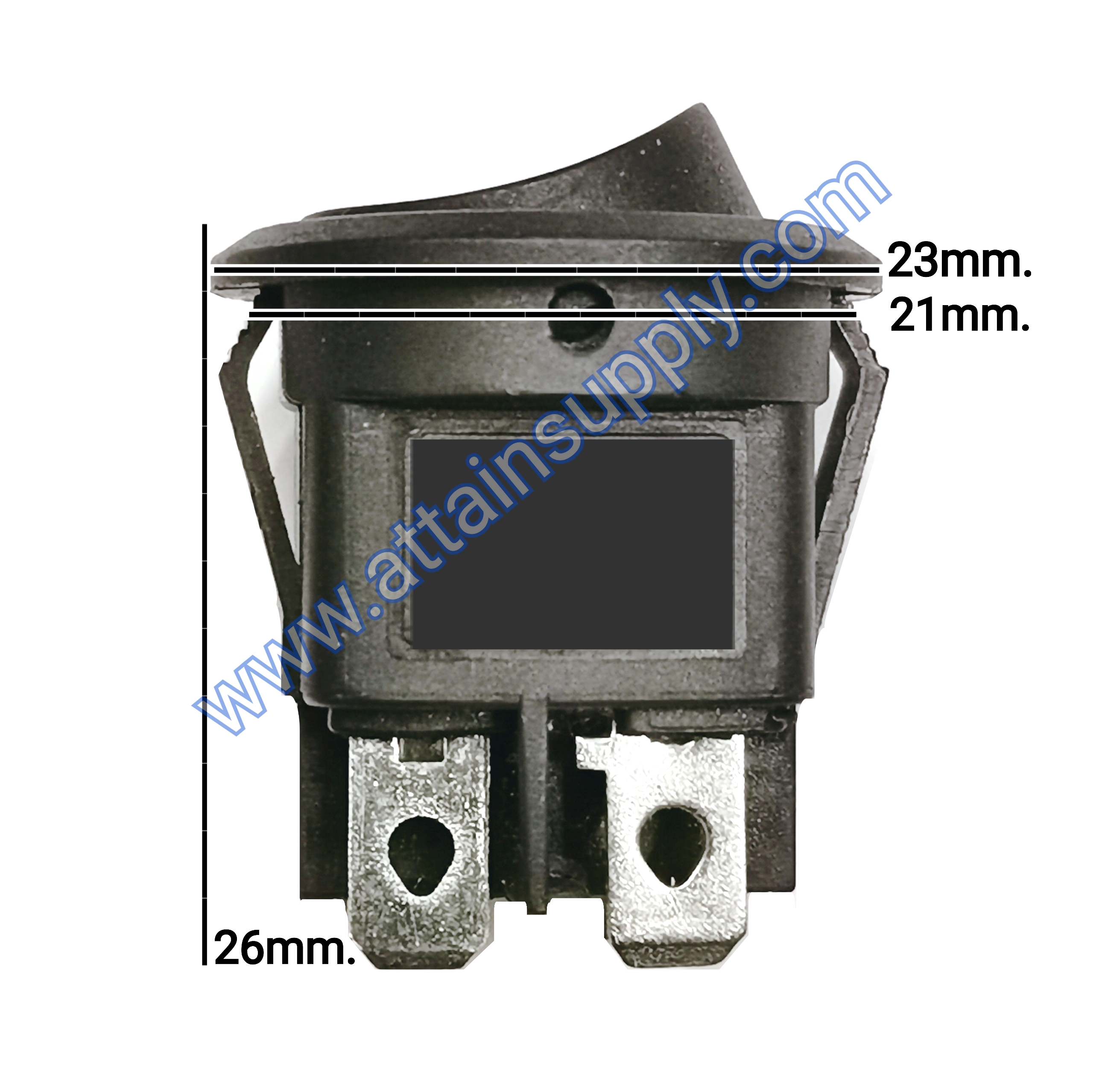 สวิทช์ IOกลม 4ขา ฐานเหลี่ยม/ไม่มีไฟ-สีดำ