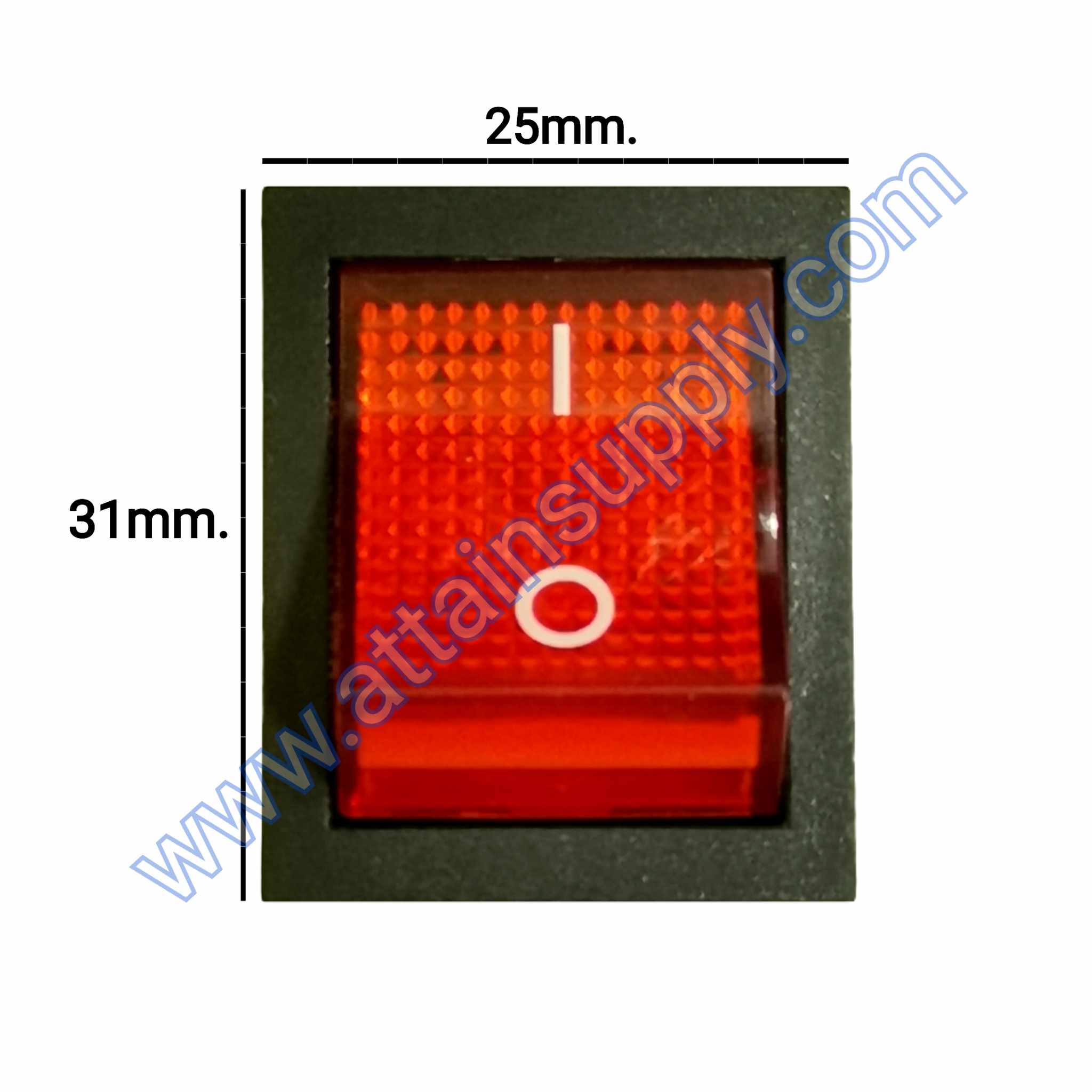 สวิทช์ IO เหลี่ยมใหญ่ 220V./6ขา มีไฟ-สีแดง