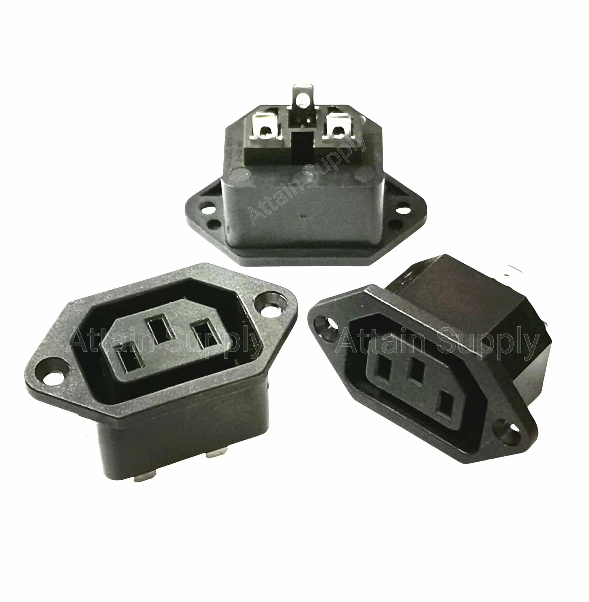 เต้ารับAC-3ขาเมีย ติดแท่น ขอบยึดน็อต