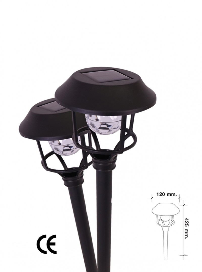 โคมไฟโซล่า LED แบบปักดิน โอลีฟ (แสงขาว-แพ็คคู่) HI-TEK HFSG03003B สีดำ