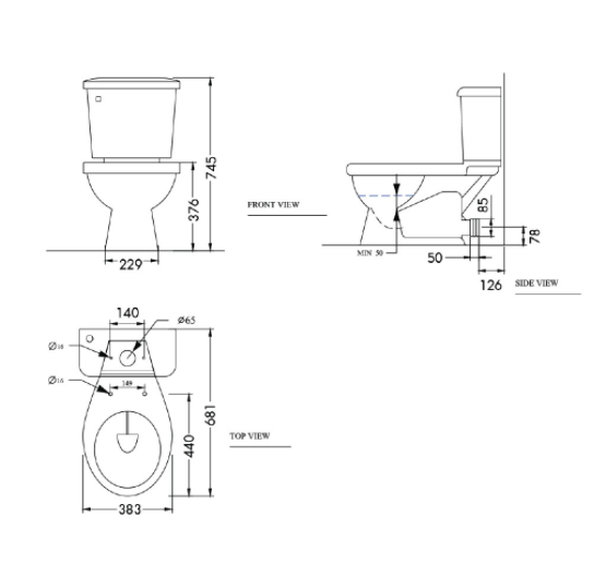 NASCO NC-7530P สุขภัณฑ์ท่อออกผนัง 4.5ล. MODANA-P ขาว