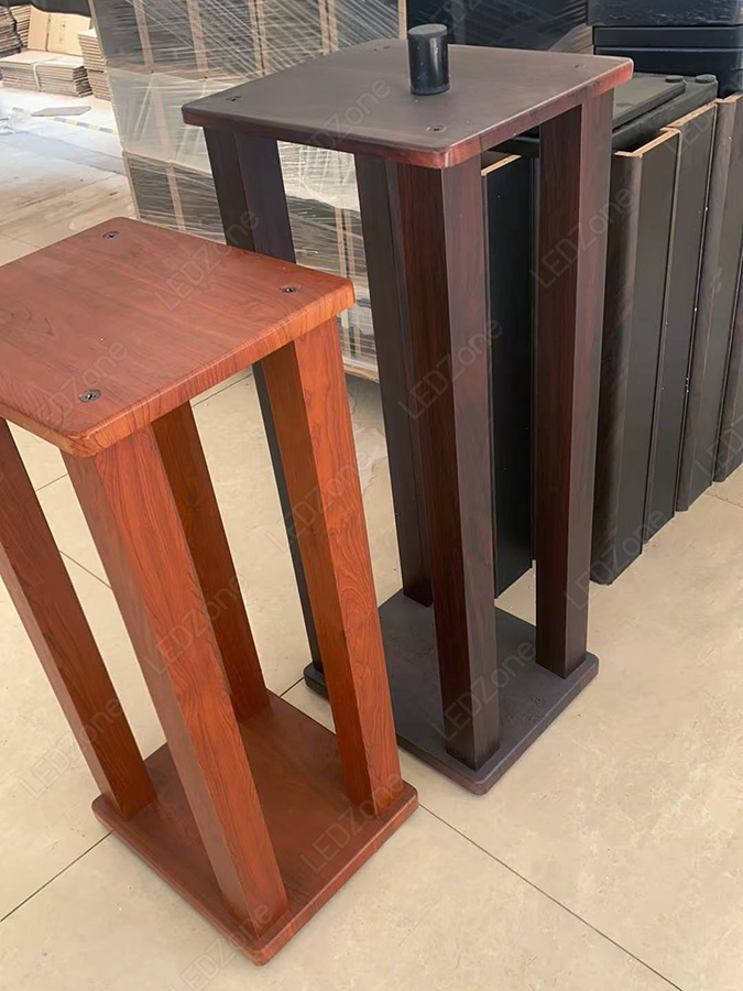 ขาตั้งลำโพงลายไม้ ไม้ MDF รุ่นเสาตัน ฐานใหญ่พิเศษ 28*33cm 60-70 cm ตัวรองปรับระดับ + แกนล็อคลำโพง