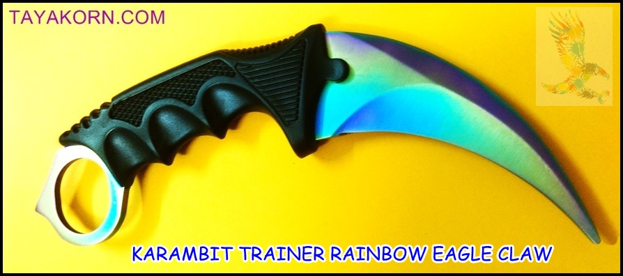 มีดซ้อมควง คารัมบิตเรนโบว์อีเกิ้ลคลอ( Eagle Claw ) Rainbow Eagle Claw Karambit TRAINER Knife TKKB-BS7779TR