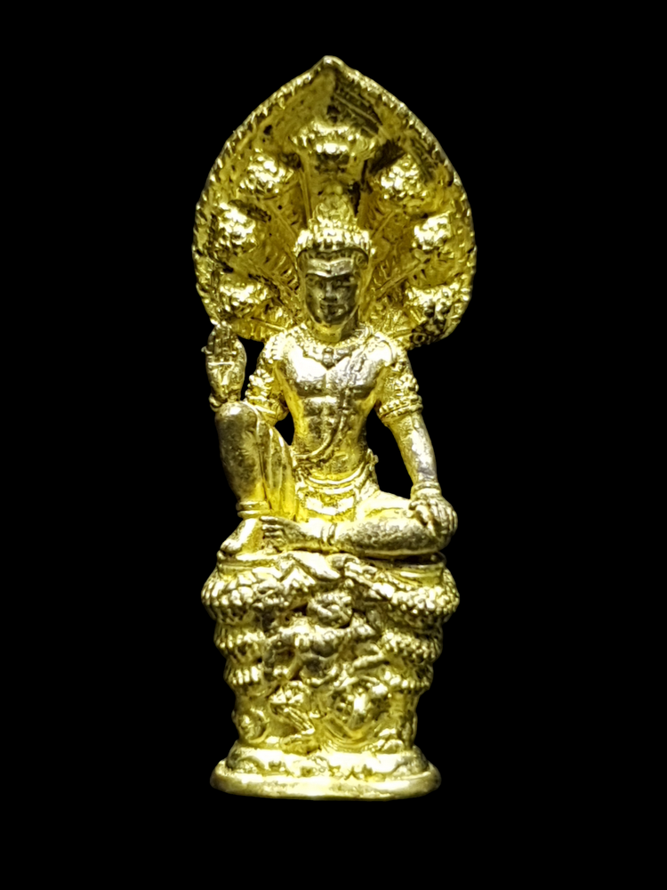 พระเทวาโพธิสัตว์ จตุคามรามเทพ ลอยองค์ 7 เศียร รุ่น สร้างวิหาร จ.นราธิวาส 2549 เนื้อทองเหลือง
