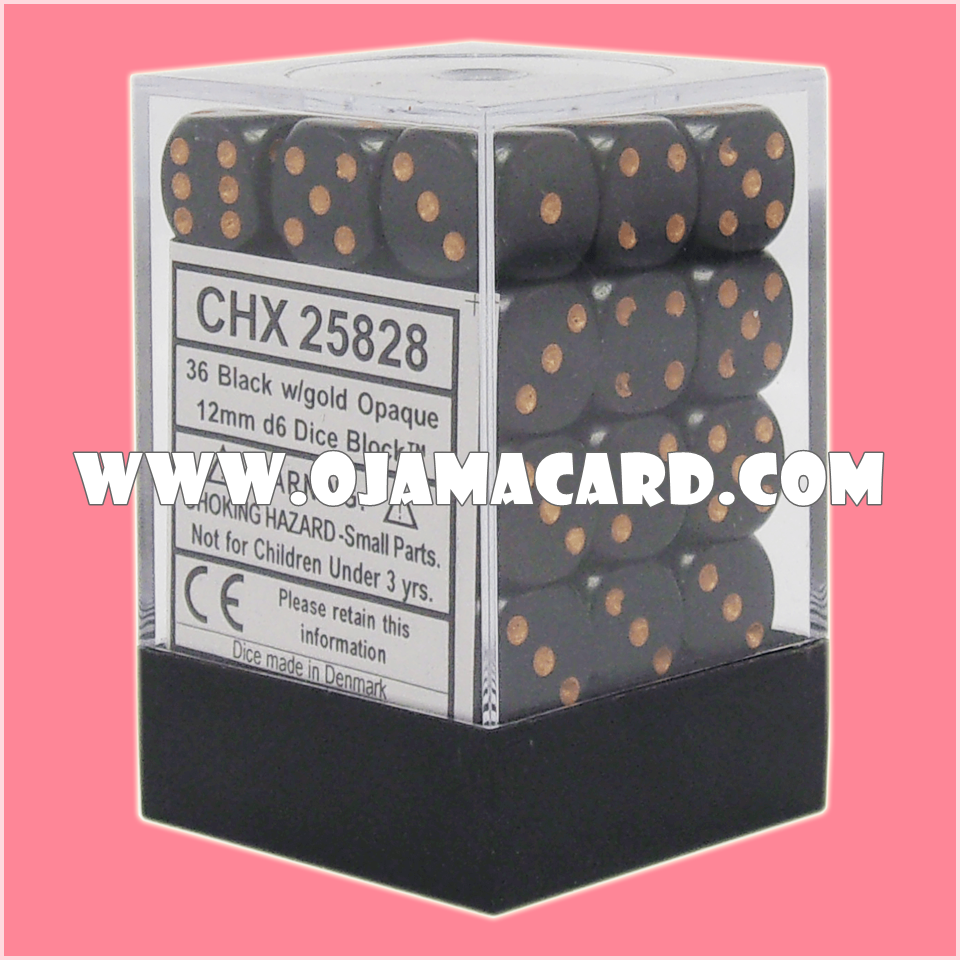 Chessex 12MM D6 Dice Block — Opaque : Black / Gold「1 Dice」