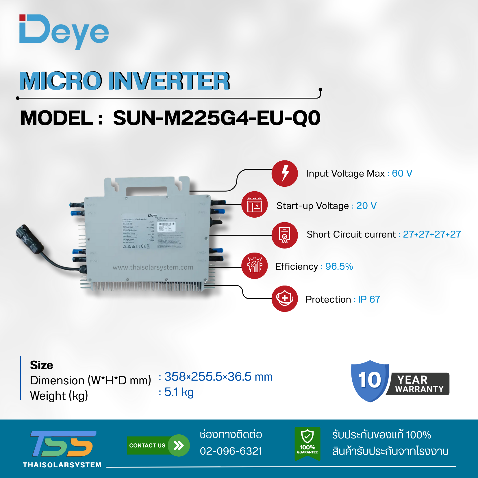 Microinverter DEYE 2.25kW 1P M225G4-EU-Q0