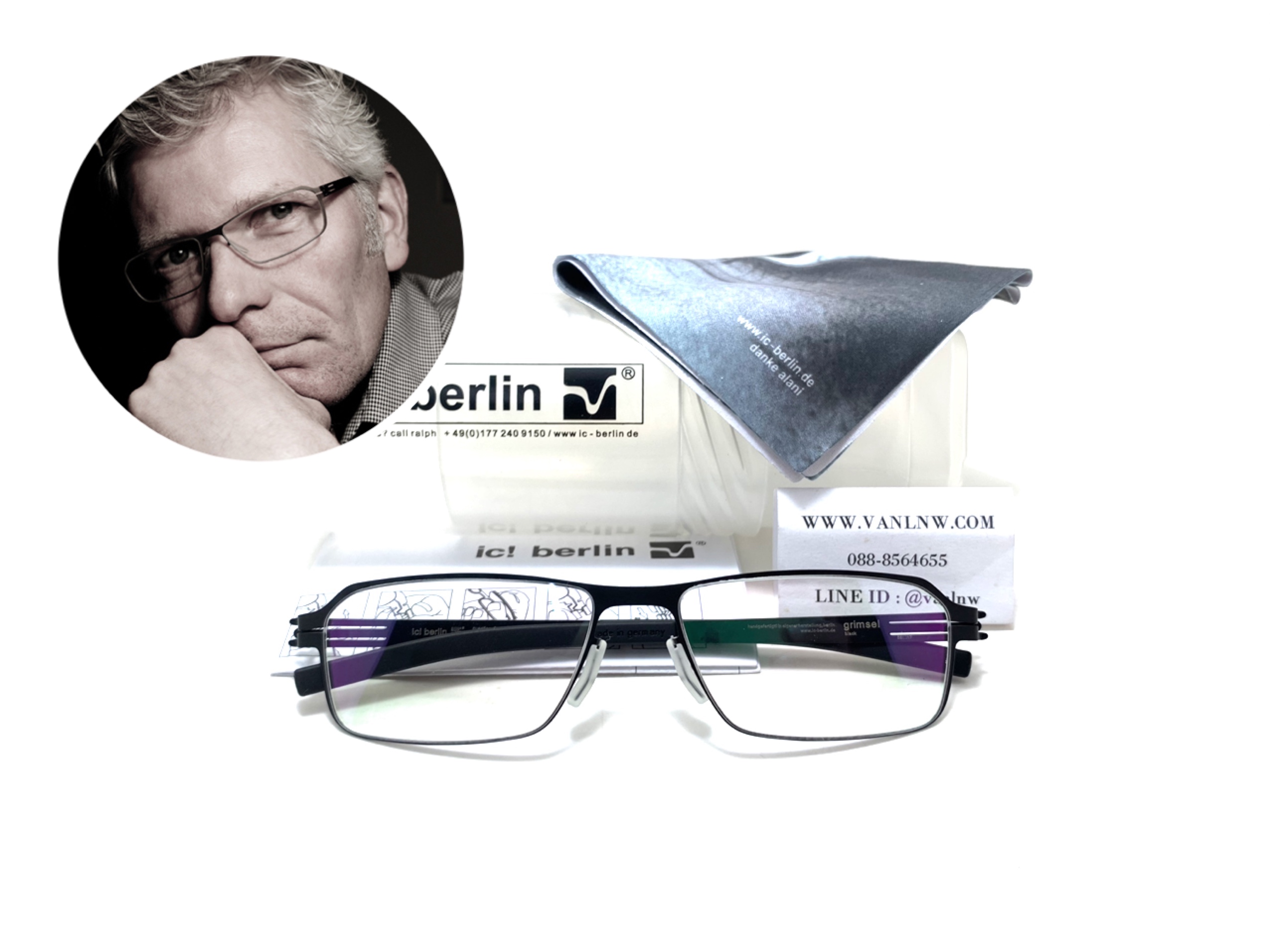 แว่นสายตา ic berlin model grimsel black 55-17 <ดำ>