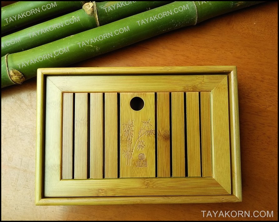 ถาดรองน้ำชาไม้ไผ่ แบบA1 Bamboo Tea Tray Tyle A1( สีเขียว )