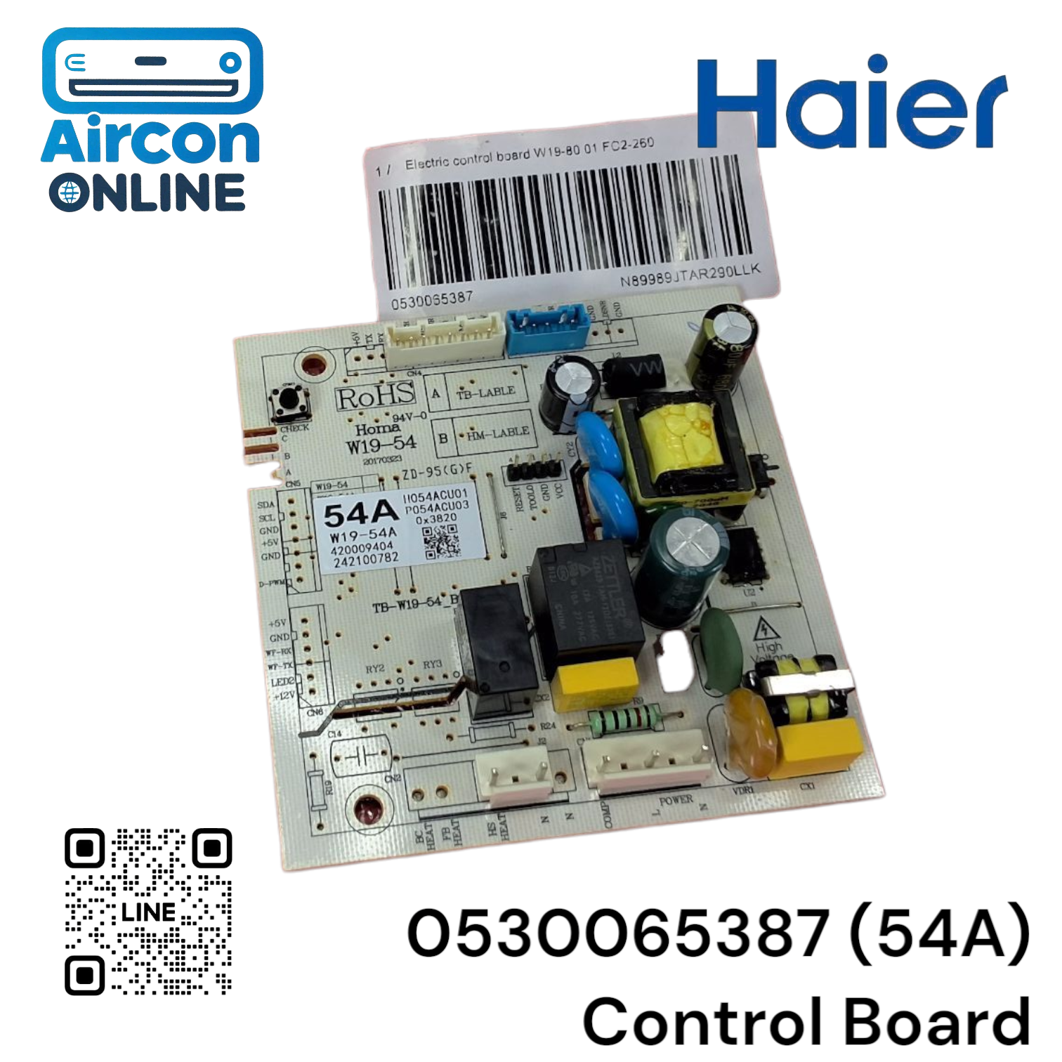 Control Board ตู้เย็น Haier รหัส 0530065387 (54A) W19-54 ของแท้ ใหม่ มือ1