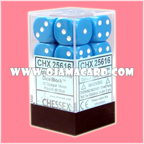 Chessex 16MM D6 Dice Block — Opaque : Light Blue / White「1 Dice」