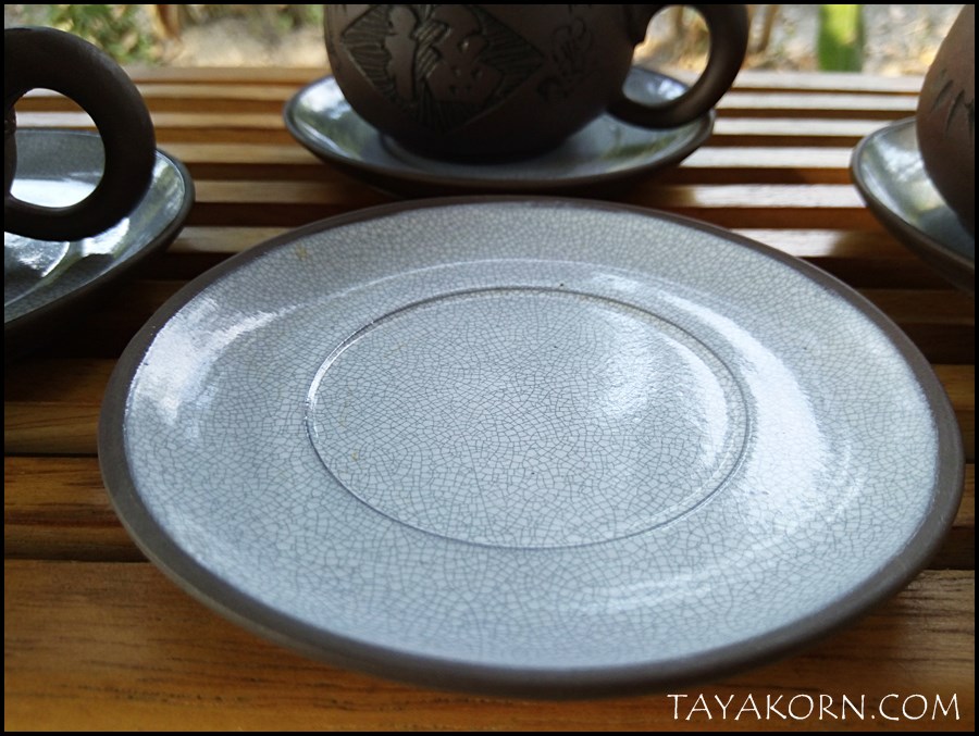 ถ้วยชามงคลพร้อมจานรอง 福 ดินเผาอี๋ชิง จื่อหนี 紫泥 TKTC-P5