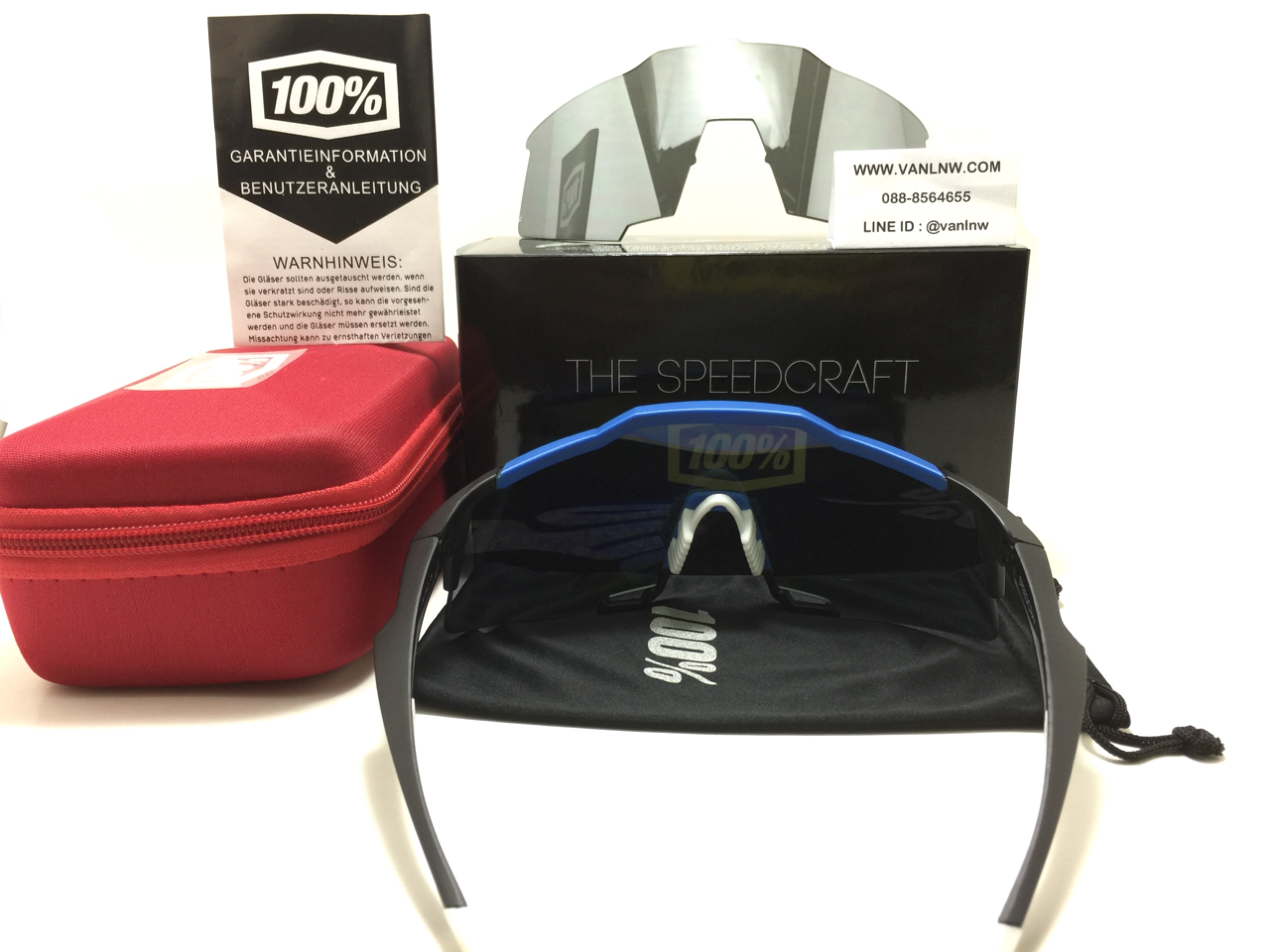 แว่นตาปั่นจักรยาน 100% Speedcraft Cyan <Blue mirror short lens>