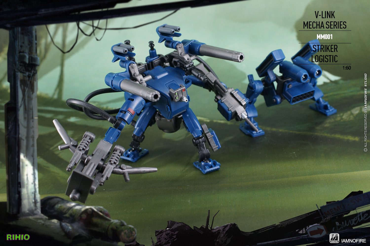 MM001 (แพค 3 ตัว) V-LINK MECHA STRIKER+LOGISTIC SET (Blue+Brown+Green) [RIHIO]