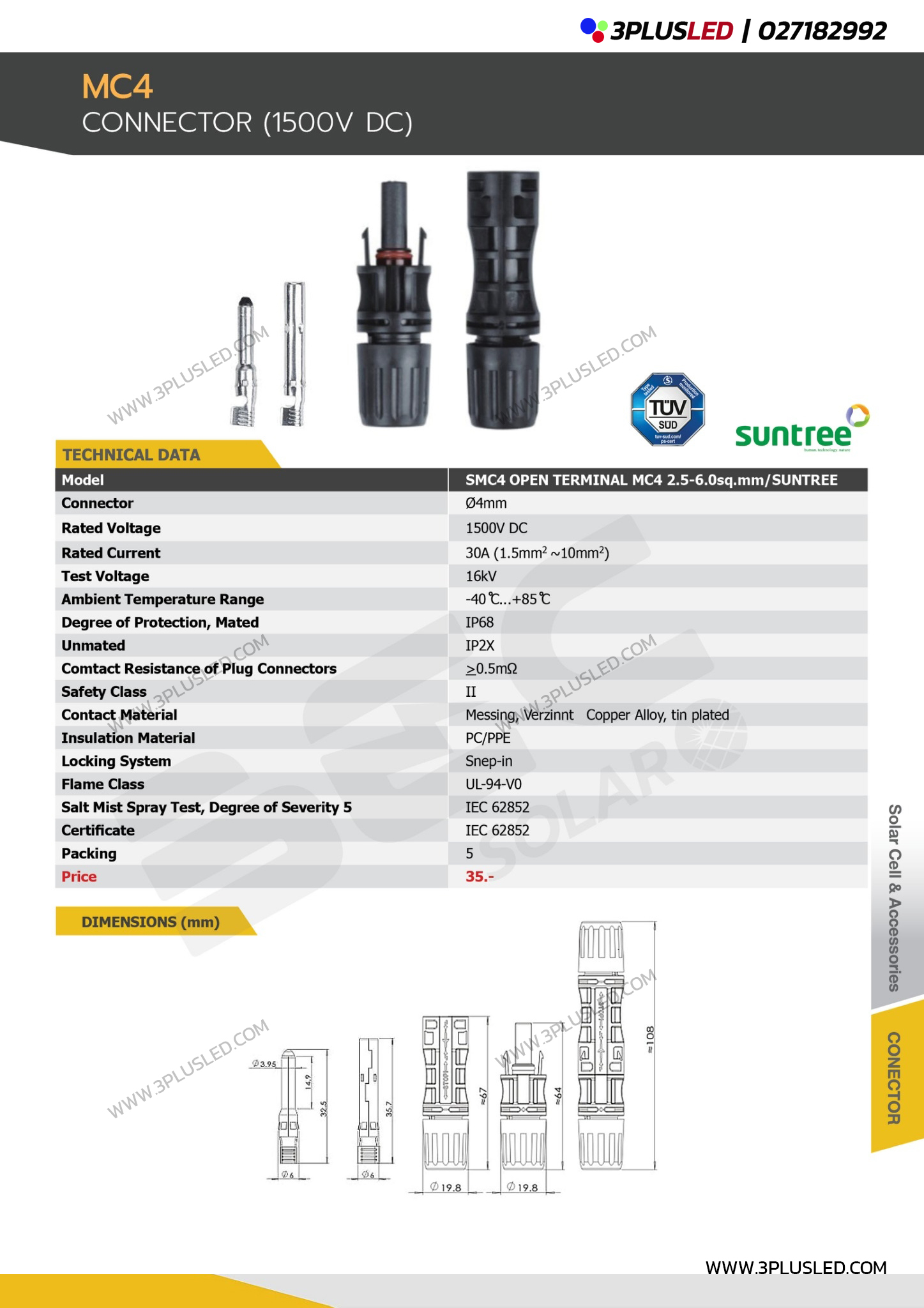 SMC4 Open terminal MC4 2.5-6.0sq.mm/Suntree