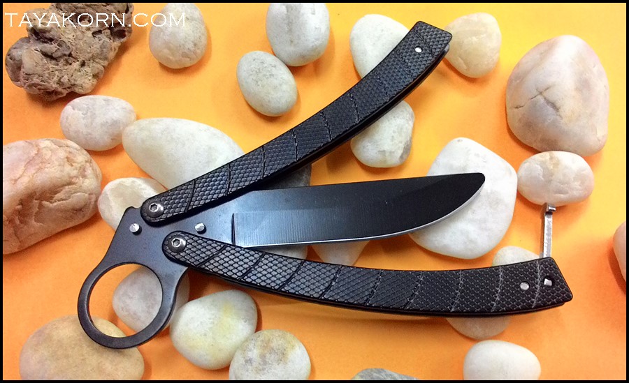 มีดซ้อมควง แบล็คค็อปบร้าบาลิซอง Black Cobra Balisong Knife Trainer TKBS-CB8TR
