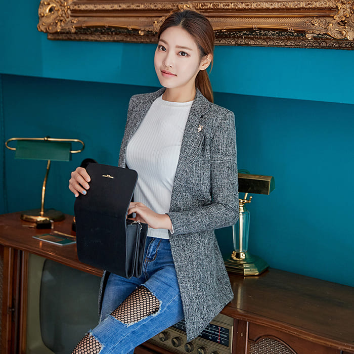 สูทผู้หญิง มีน้ำหนัก กระเป๋าหน้า พร้อมส่ง 2XL*แถมเข็มกลัด