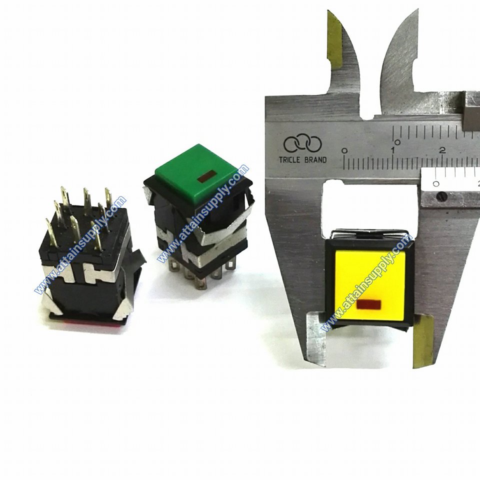 สวิทช์กดติด-ปล่อยดับ 220V/8ขาเหลี่ยมมีไฟ*หลอดไฟค่า 3V./สีแดง