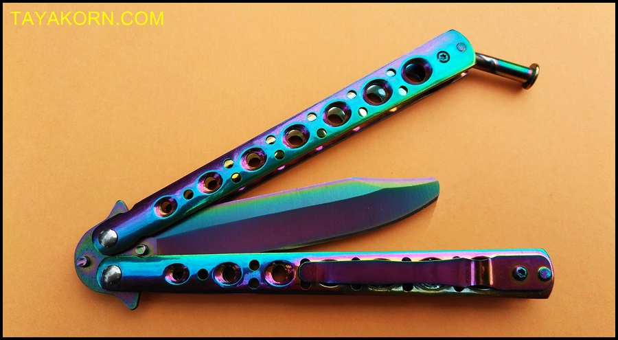 มีดซ้อมควง บาลิซองเรนโบว์ไฟร์ Balisong Rainbow5 Trainer Knife TKBS-BT3TR