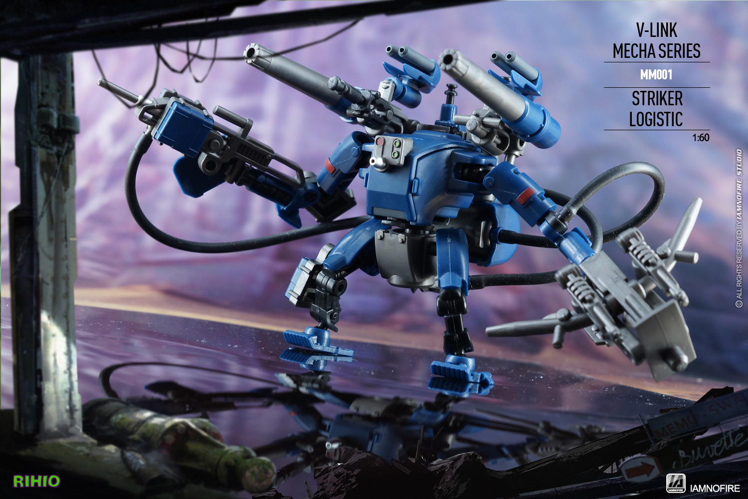 MM001 (แพค 3 ตัว) V-LINK MECHA STRIKER+LOGISTIC SET (Blue+Brown+Green) [RIHIO]